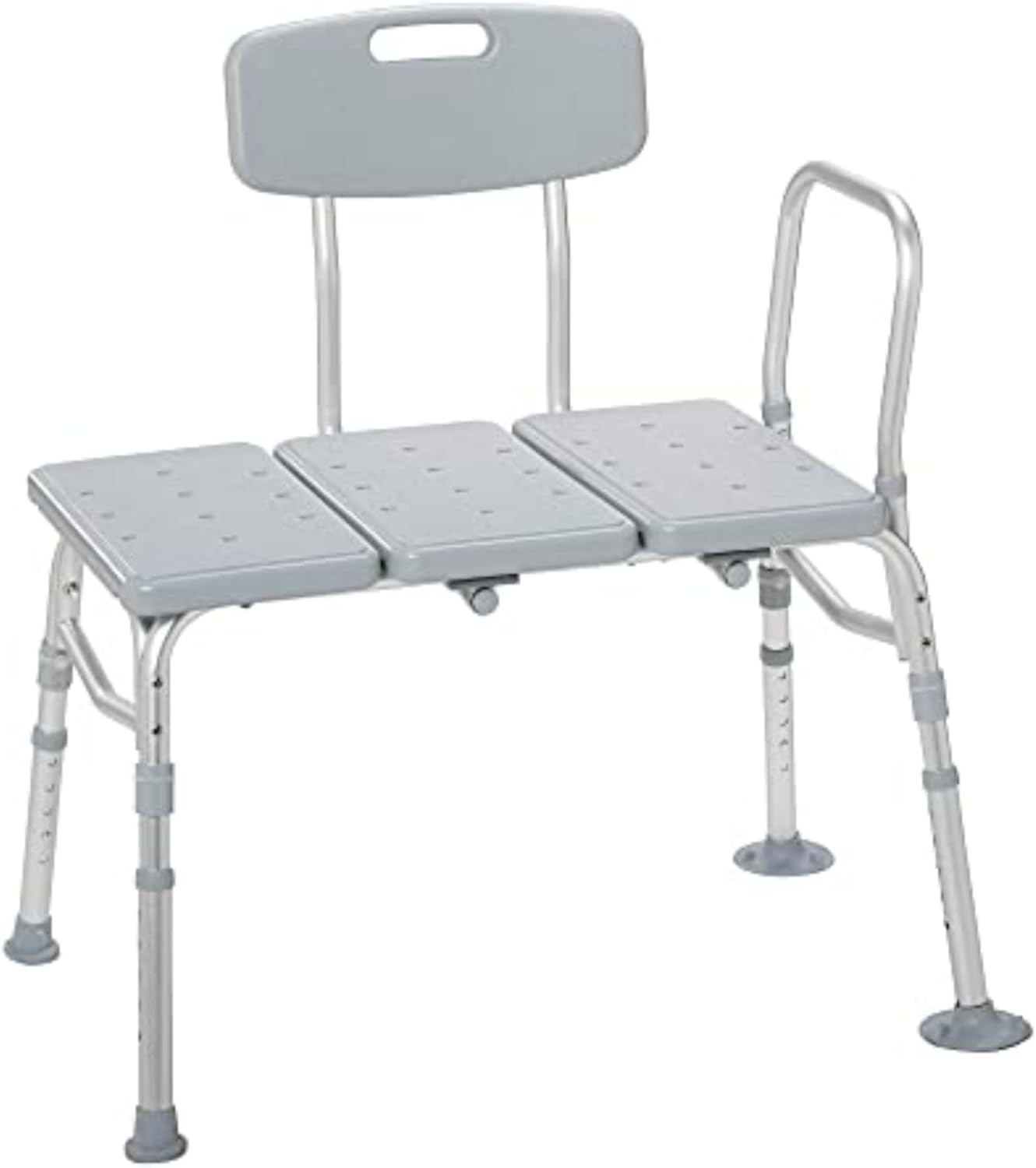Drive Medical 12011KD-1 Tub Transfer Bench For Bathtub, Height Adjustable Shower Bench with Backrest, Shower Shower Chair Bath Seat for Elderly, Seniors, Arm Support for Transfer, 400 Weight Cap