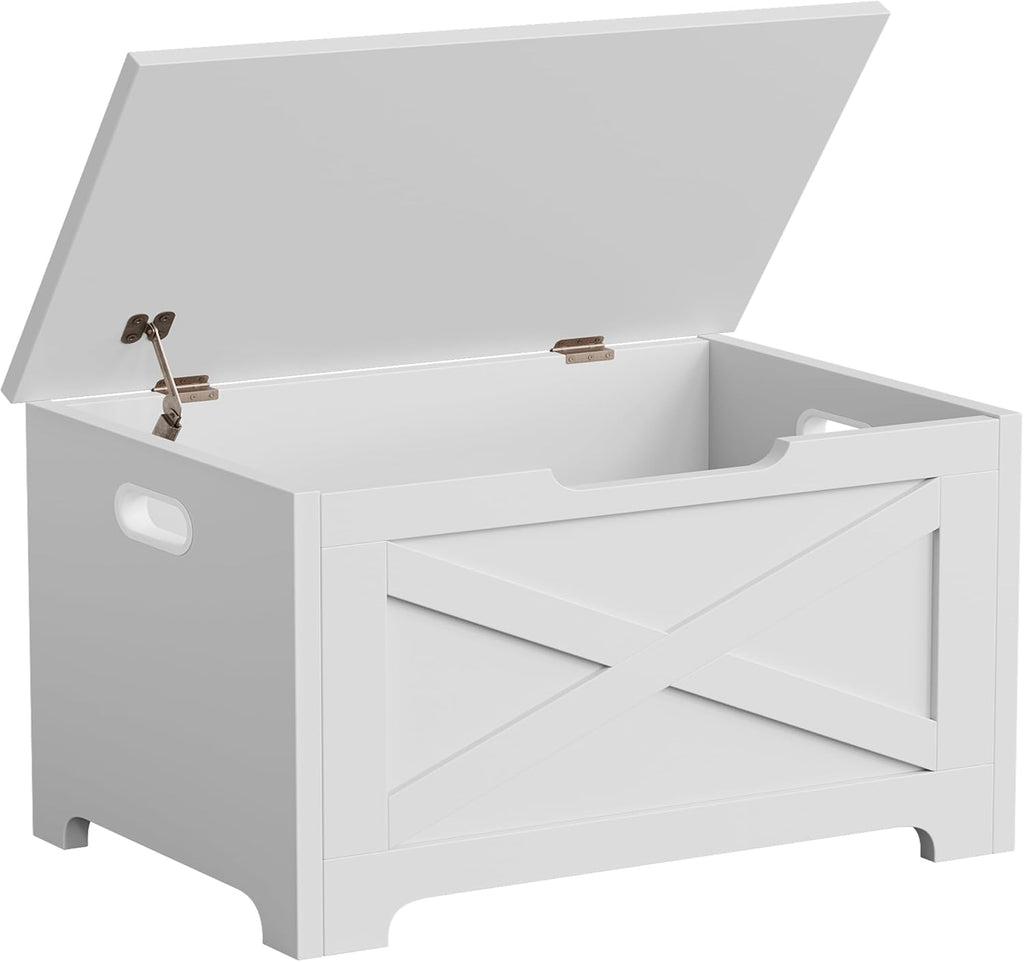 GAOMON Storage Chest, Storage Bench with Safety Hinge, Farmhouse Style Wooden Trunk Chest for Entryway, Bedroom, Living Room, Rustic Brown