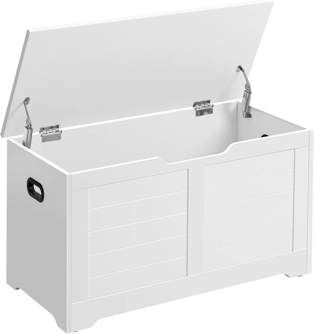 VASAGLE Storage Chest, Storage Bench with 2 Safety Hinges, Farmhouse Style, 15.7 x 39.4 x 18.1 Inches, for Entryway, Bedroom, Living Room, Honey Brown ULSB061K01