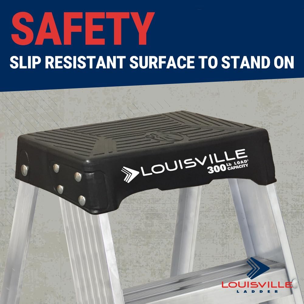 Louisville Ladder 2-Foot Aluminum Step Stool Industrial, 300-Pound Load Capacity, Type IA, AS3002