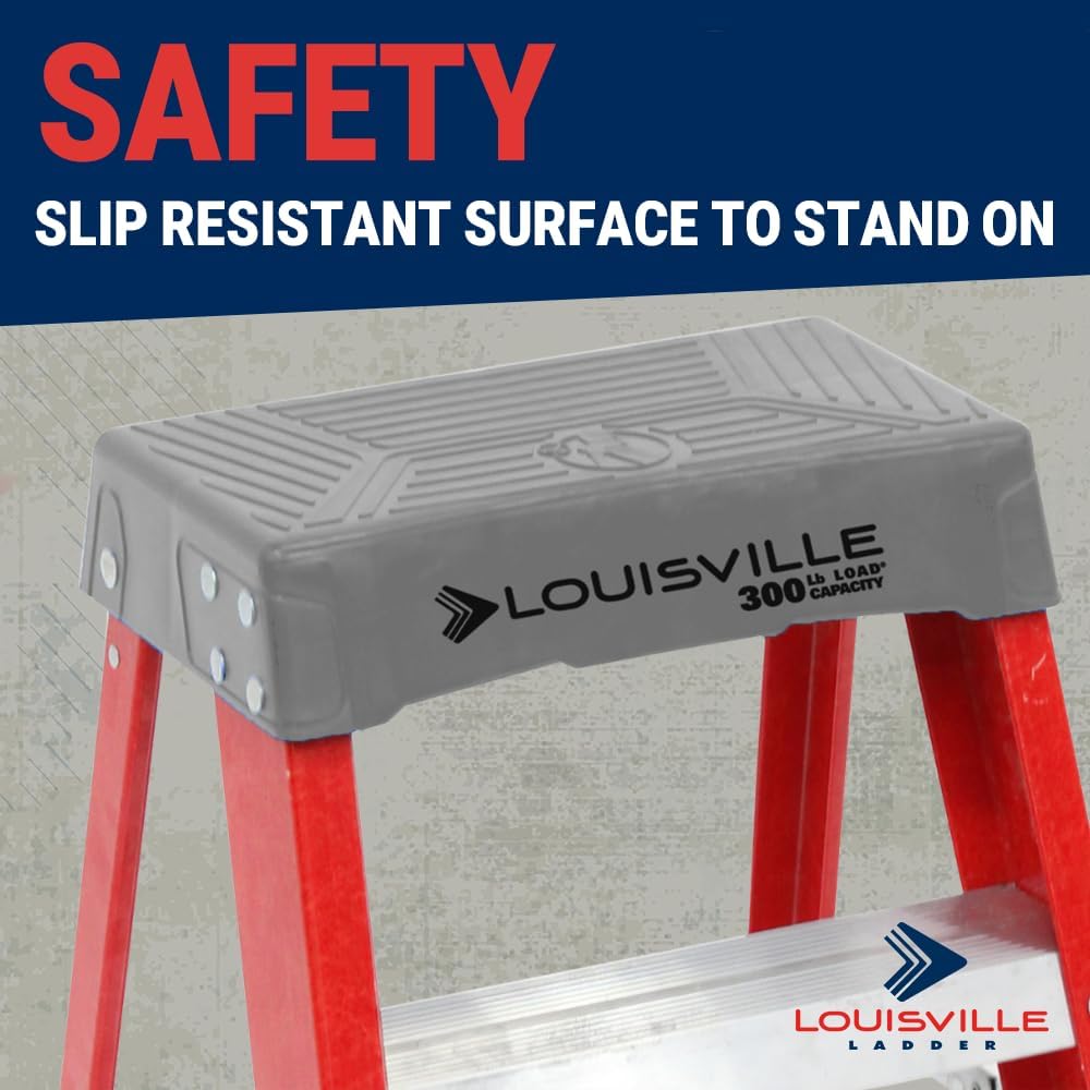 Louisville Ladder 2-Foot Fiberglass Step Stool Industrial, 300-Pound Load Capacity, Type IA, FS1502