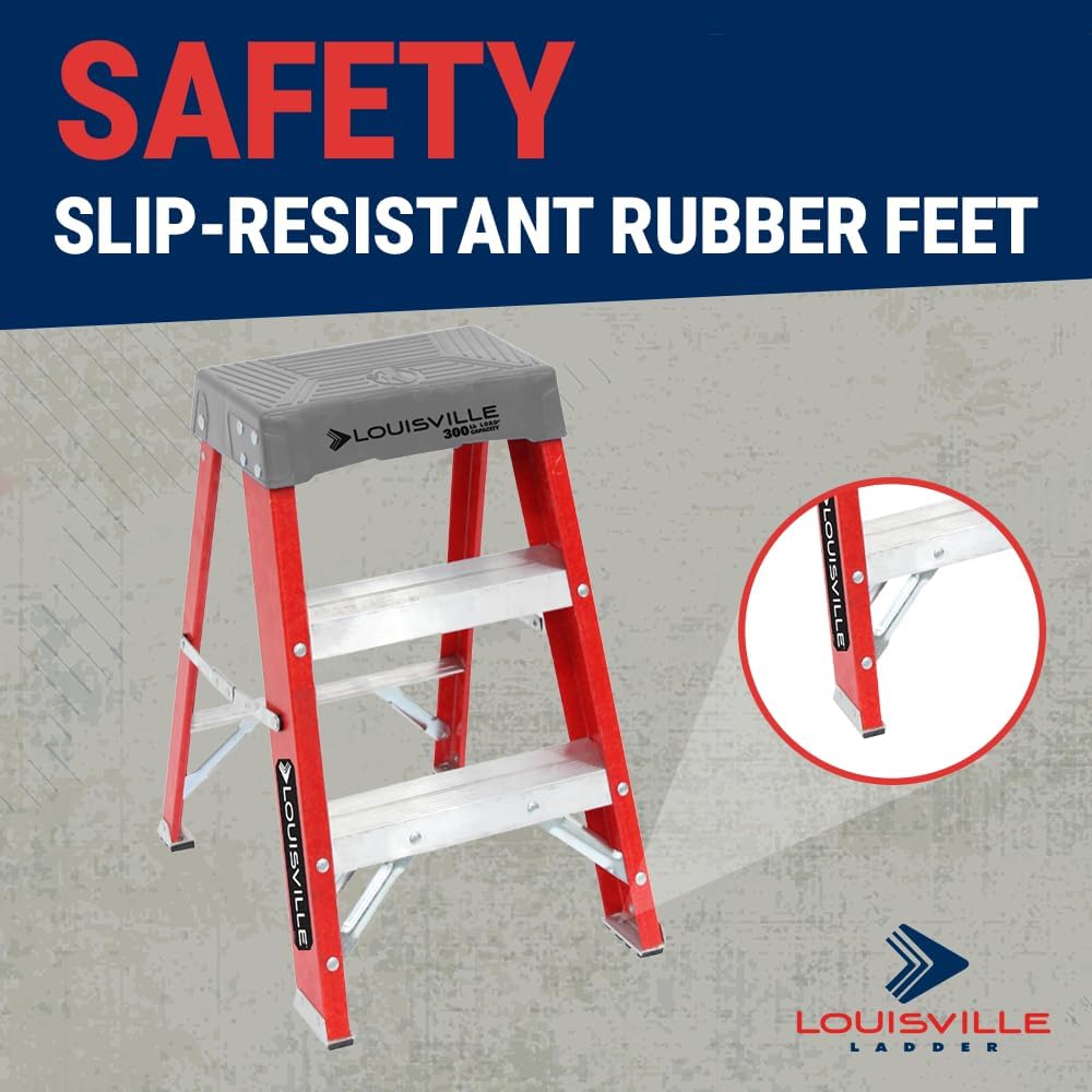 Louisville Ladder 2-Foot Fiberglass Step Stool Industrial, 300-Pound Load Capacity, Type IA, FS1502