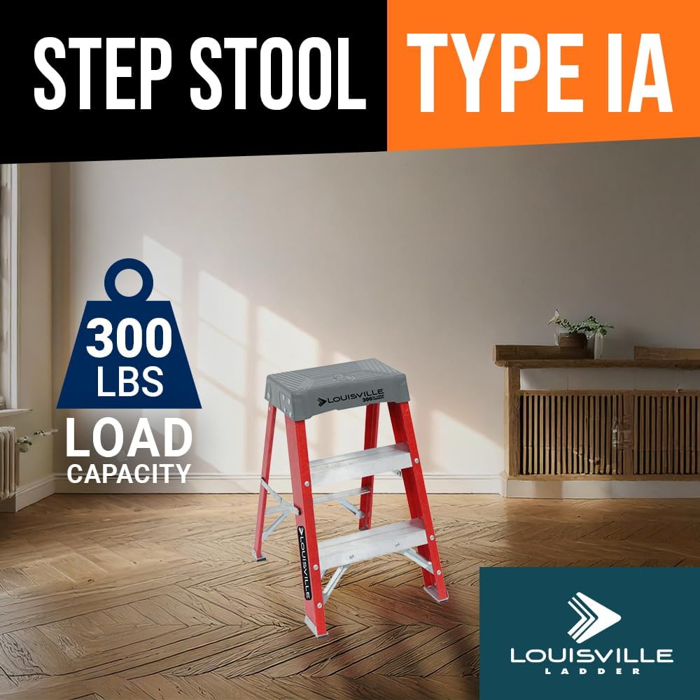 Louisville Ladder 2-Foot Fiberglass Step Stool Industrial, 300-Pound Load Capacity, Type IA, FS1502