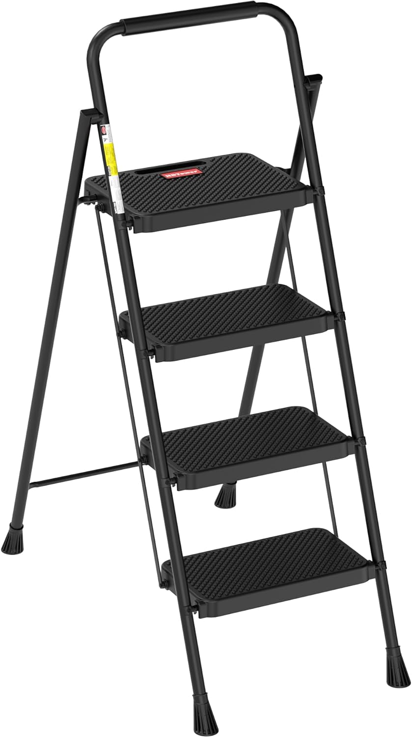 HBTower Step Ladder, Step Stool Foldable for Adults with Wide Anti-Slip Pedal, Lightweight 4 Step Ladders for Home