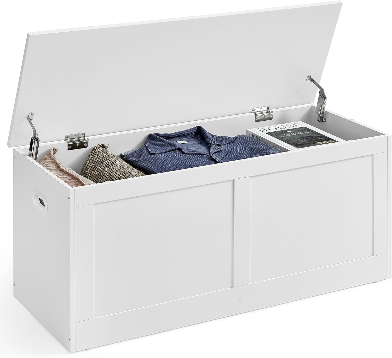 VASAGLE Storage Chest, Storage Trunk with 2 Safety Hinges, Storage Bench, Shoe Bench, Farmhouse Style, 15.7 x 31.5 x 18.3 Inches, for Entryway, Bedroom, Living Room, Rustic Brown ULSB064K01