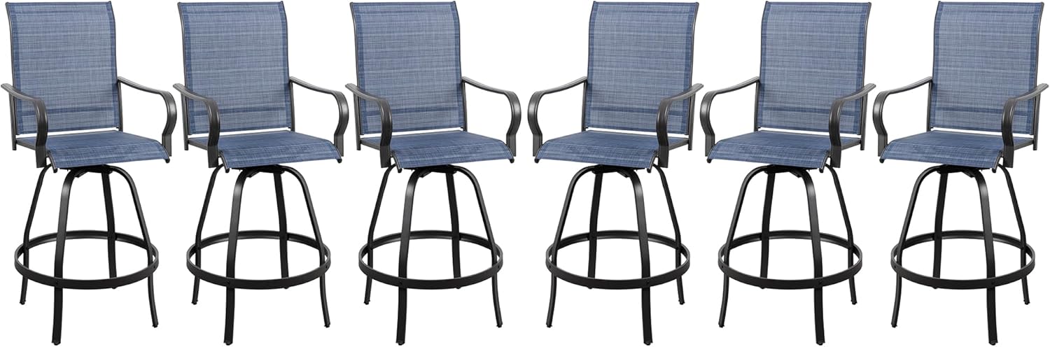 Vongrasig 2 Piece Patio Swivel Bar Chairs, All Weather Metal Textile High Swivel Bar Stools Chairs, Outdoor High Top Bistro Set for Backyard, Lawn Garden, Balcony, Taupe