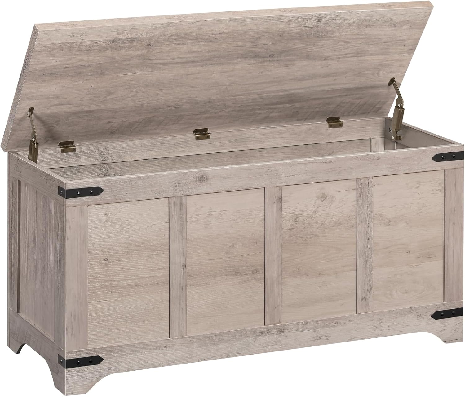 Storage Chest, 47.2" Storage Trunk with 2 Safety Hinges, Wooden Toy Chest, Entryway Shoe Bench, Large Toy Box for Kids Room, Bedroom, Living Room, Greige SCHG4901