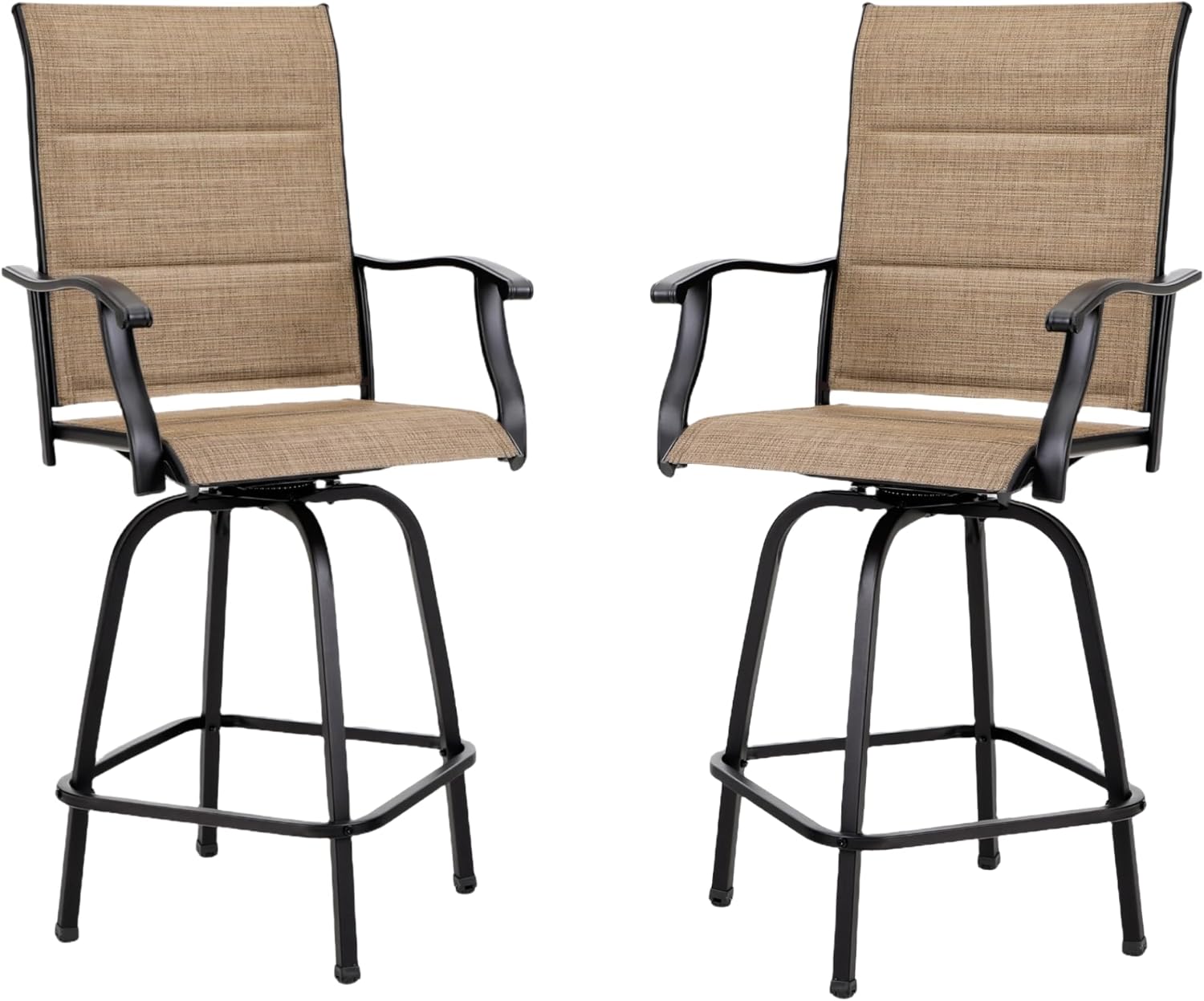 MFSTUDIO Outdoor Bar Stools Set of 4, Swivel Bar Height Patio Chairs Outdoor Barstools High Top Patio Swivel Bar Chairs, Breathable Textilene, Navy Blue