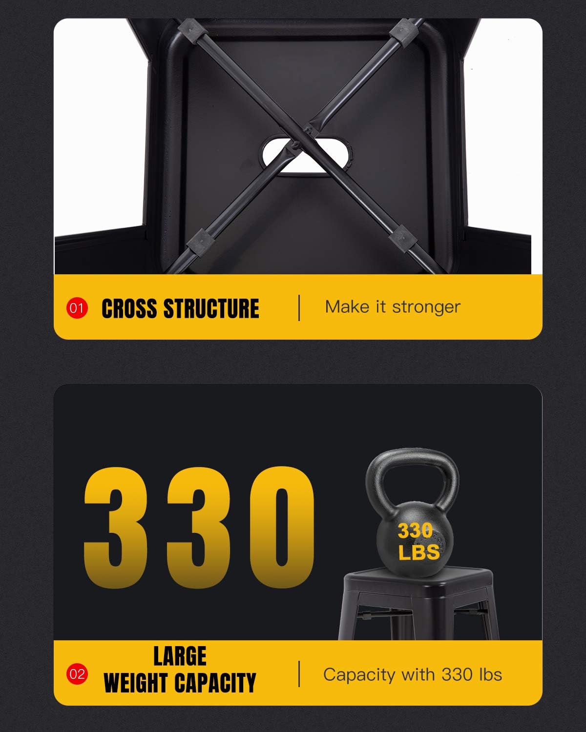 FDW Metal Bar Stools Set of 4 Counter Height Bar Stools 24 Inches Industrial Bar Chairs Patio Stool Stackable Backless Stool Indoor Outdoor Metal Kitchen Stools Bar Chairs (Black, 30")