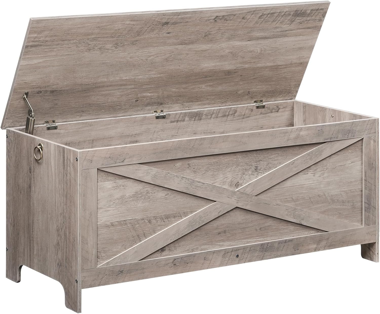 47.2" Toy Chest, Sturdy Entryway Storage Chest with Safety Hinge, Retro Toy Box, Wooden Look Accent Furniture for Living Room, Bedroom, Black SCBK48801