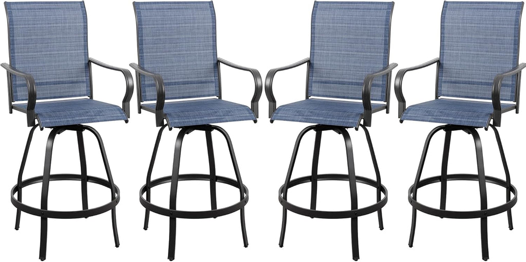 Vongrasig 2 Piece Patio Swivel Bar Chairs, All Weather Metal Textile High Swivel Bar Stools Chairs, Outdoor High Top Bistro Set for Backyard, Lawn Garden, Balcony, Taupe