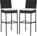 Tangkula Set of 2 Patio Wicker Barstools, Outdoor Bar Height Chair w/Soft Seat Cushion & Cozy Footrest, Heavy-Duty Metal Frame, 400 lbs Max Load, Mix Brown Rattan Bar Chair for Backyard, Balcony