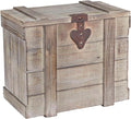Household Essentials Antiqued Decorative Trunk, Large, Chinese Fir Panel and MDF, Smooth Backing and Metal Hinge Accent, Flat Top and Stay-Open Lid