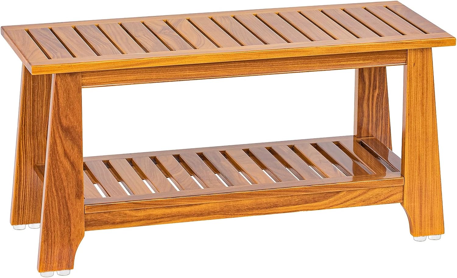 NNN 24" Commercial Teak Shower Bench - 8 Non-Slip Leveling Feet & 350 lbs Capacity | Rock-Solid Stability for Seniors & Spa Safety | Waterproof Design for Saunas/Outdoor Pools (Patented)