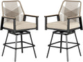 HERA'S HOUSE Outdoor Swivel Bar Stools Set of 4, High Top Patio Chairs with All Weather Cushion Pro Fabric, Bistro Set for Backyard, Lawn Garden, Balcony,Poolside