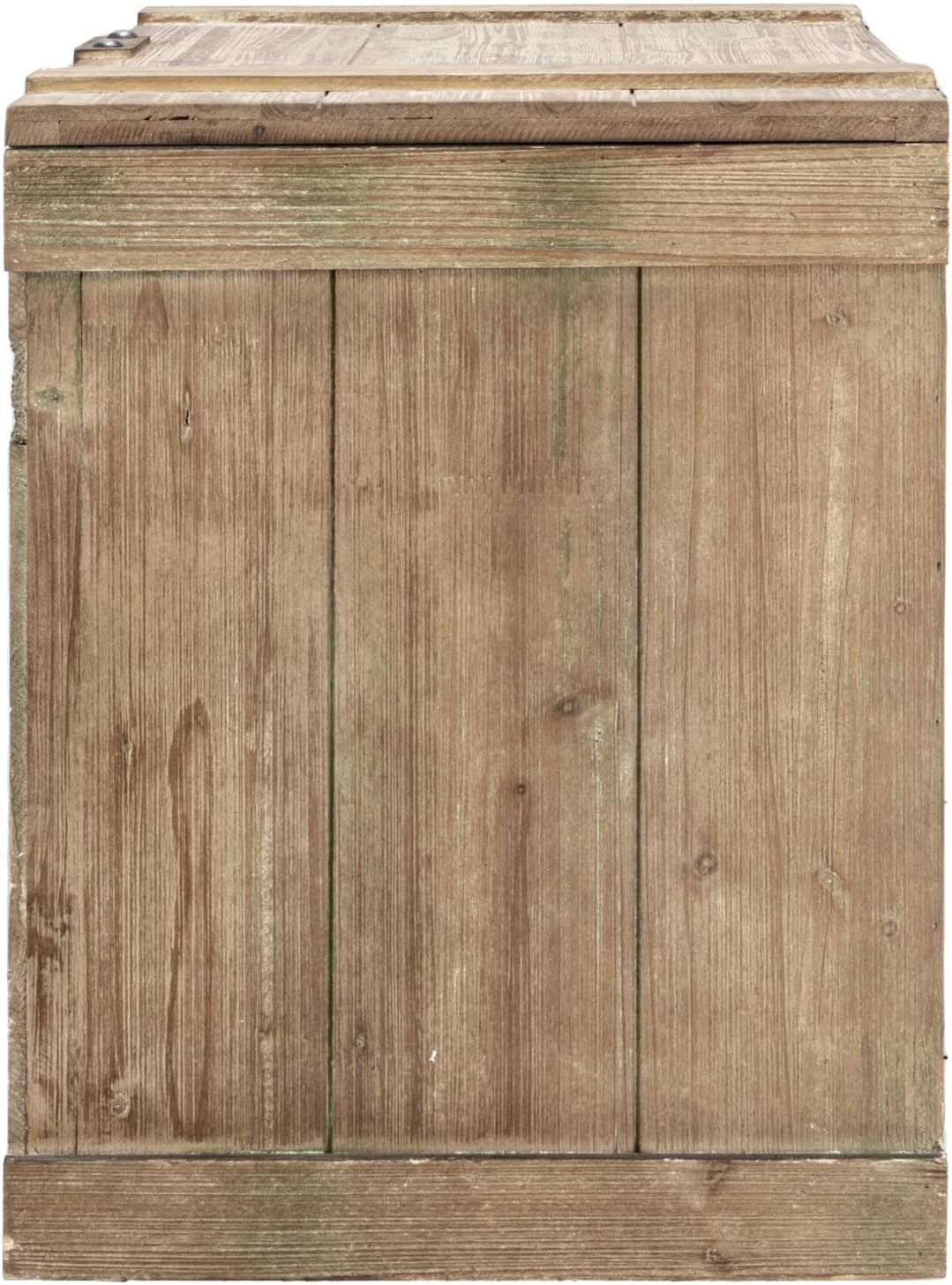 Household Essentials Antiqued Decorative Trunk, Large, Chinese Fir Panel and MDF, Smooth Backing and Metal Hinge Accent, Flat Top and Stay-Open Lid