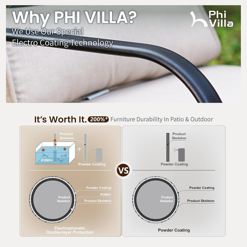 PHI VILLA Outdoor Swivel Bar Stools Set of 4，Patio Counter Height Bar Chairs with Back and Armrest，Metal,Black