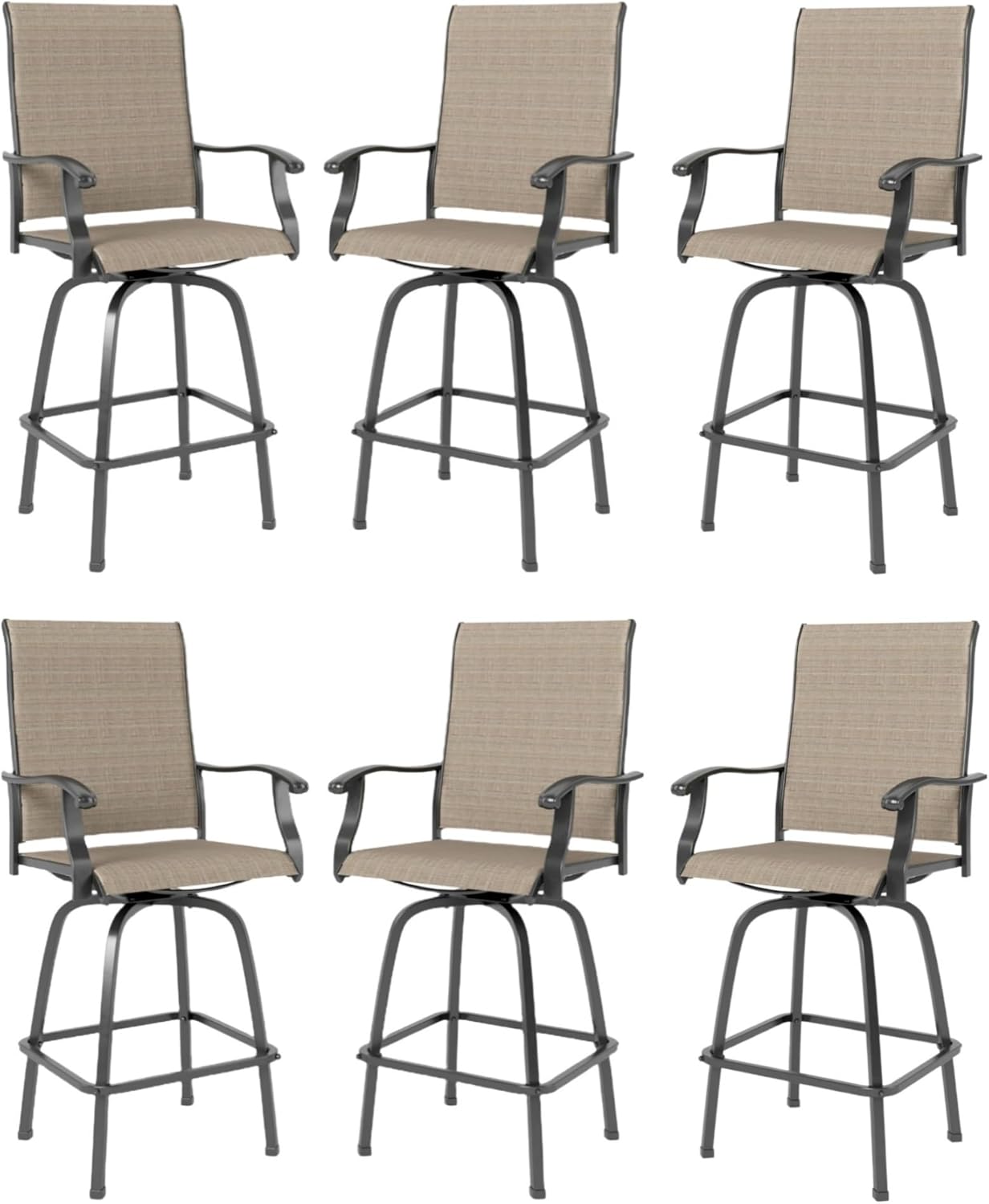 MFSTUDIO Outdoor Bar Stools Set of 4, Swivel Bar Height Patio Chairs Outdoor Barstools High Top Patio Swivel Bar Chairs, Breathable Textilene, Navy Blue