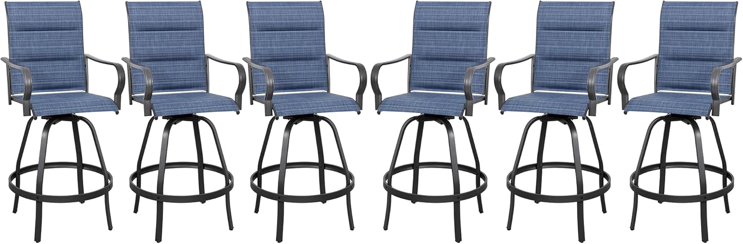 Vongrasig 2 Piece Patio Swivel Bar Chairs, All Weather Metal Textile High Swivel Bar Stools Chairs, Outdoor High Top Bistro Set for Backyard, Lawn Garden, Balcony, Taupe