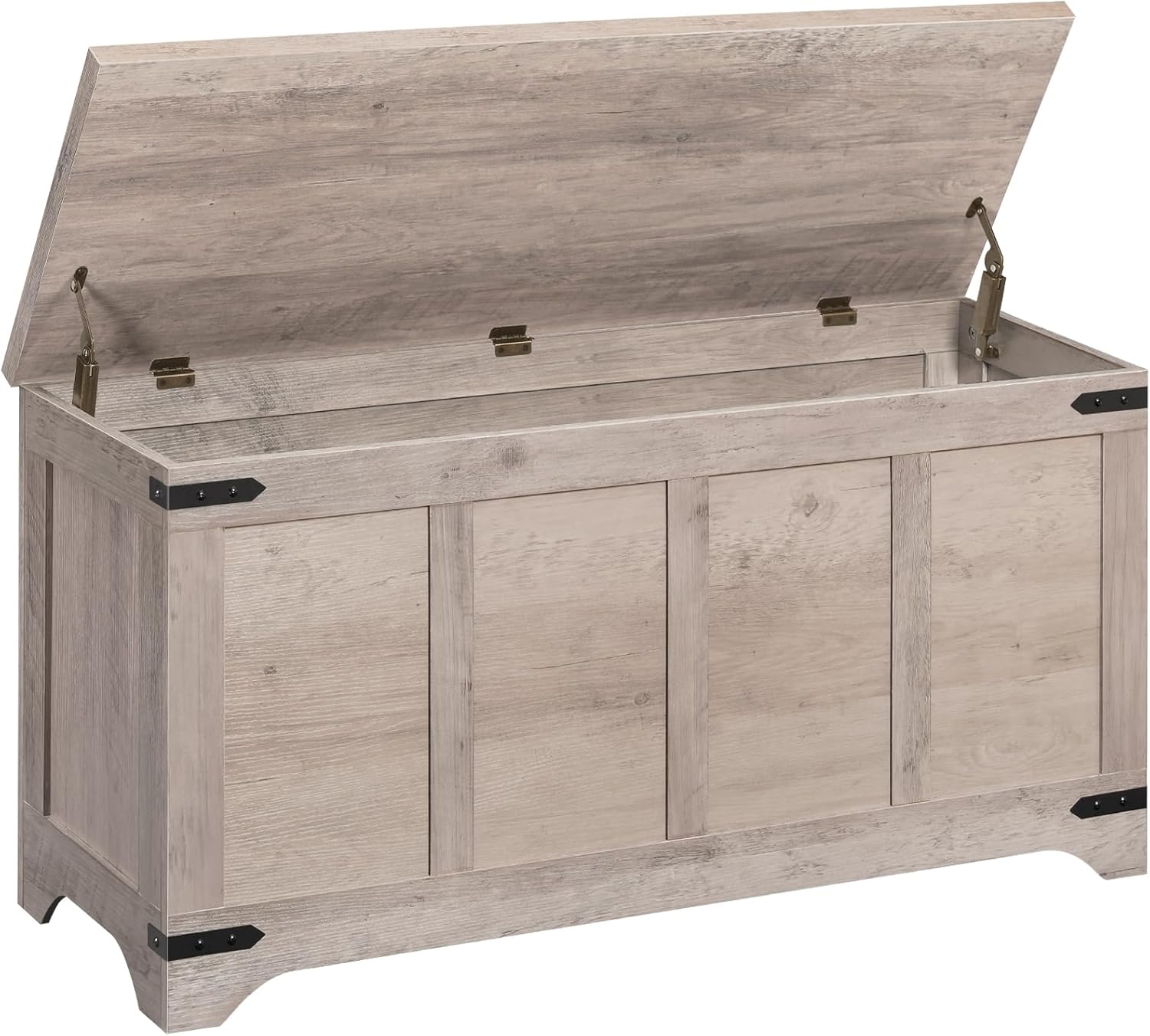 Storage Chest, 47.2" Storage Trunk with 2 Safety Hinges, Wooden Toy Chest, Entryway Shoe Bench, Large Toy Box for Kids Room, Bedroom, Living Room, Greige SCHG4901