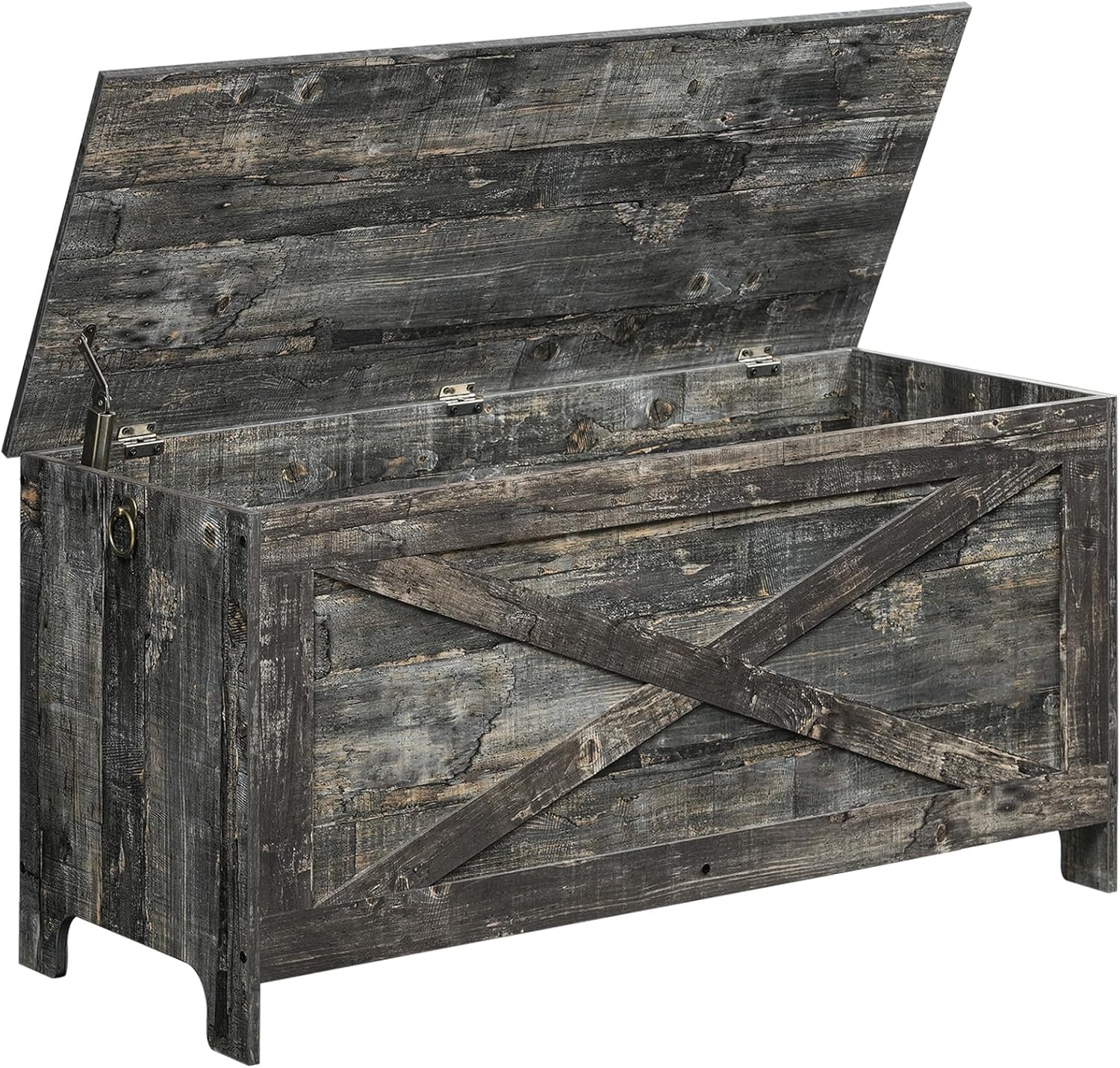 47.2" Toy Chest, Sturdy Entryway Storage Chest with Safety Hinge, Retro Toy Box, Wooden Look Accent Furniture for Living Room, Bedroom, Black SCBK48801