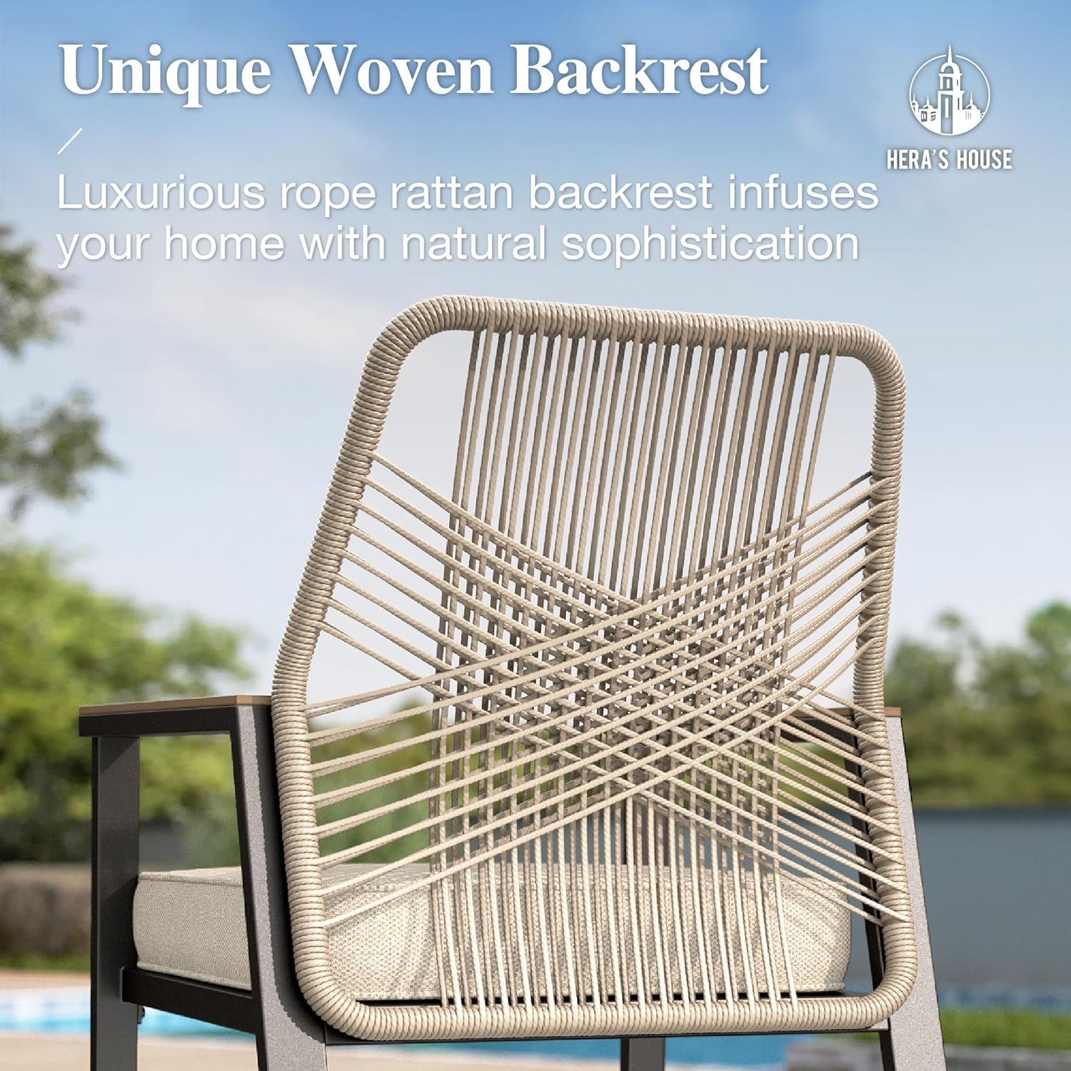 HERA'S HOUSE Outdoor Swivel Bar Stools Set of 4, High Top Patio Chairs with All Weather Cushion Pro Fabric, Bistro Set for Backyard, Lawn Garden, Balcony,Poolside