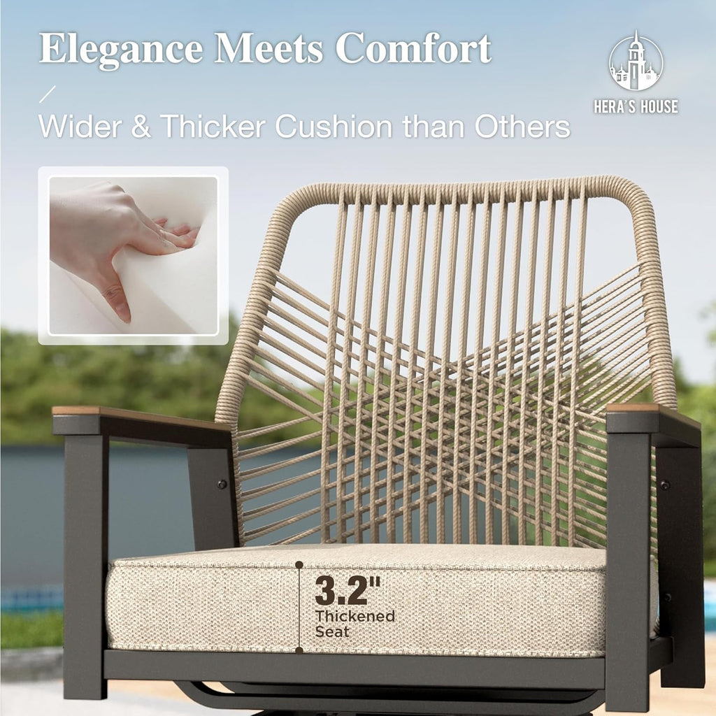 HERA'S HOUSE Outdoor Swivel Bar Stools Set of 4, High Top Patio Chairs with All Weather Cushion Pro Fabric, Bistro Set for Backyard, Lawn Garden, Balcony,Poolside