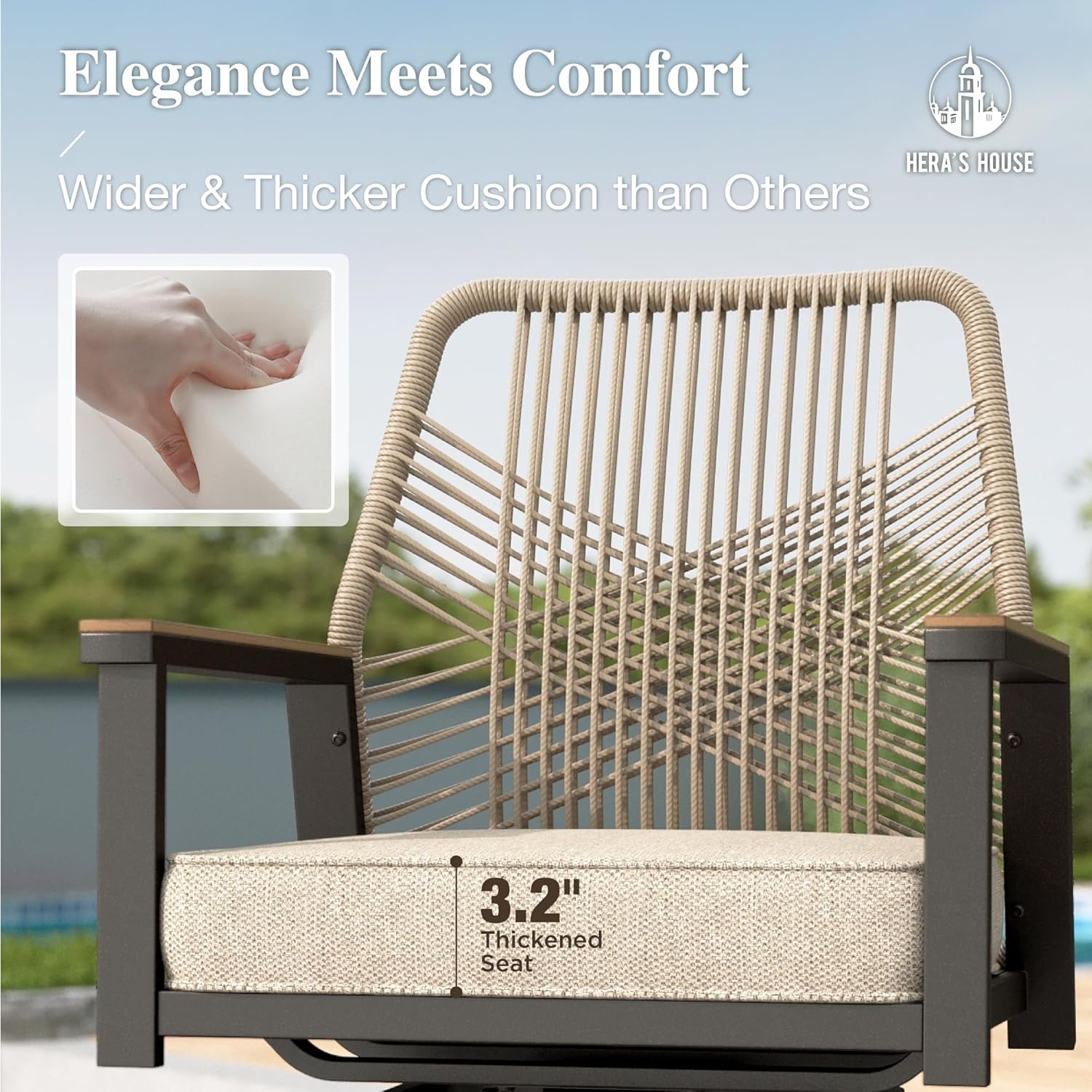 HERA'S HOUSE Outdoor Swivel Bar Stools Set of 4, High Top Patio Chairs with All Weather Cushion Pro Fabric, Bistro Set for Backyard, Lawn Garden, Balcony,Poolside