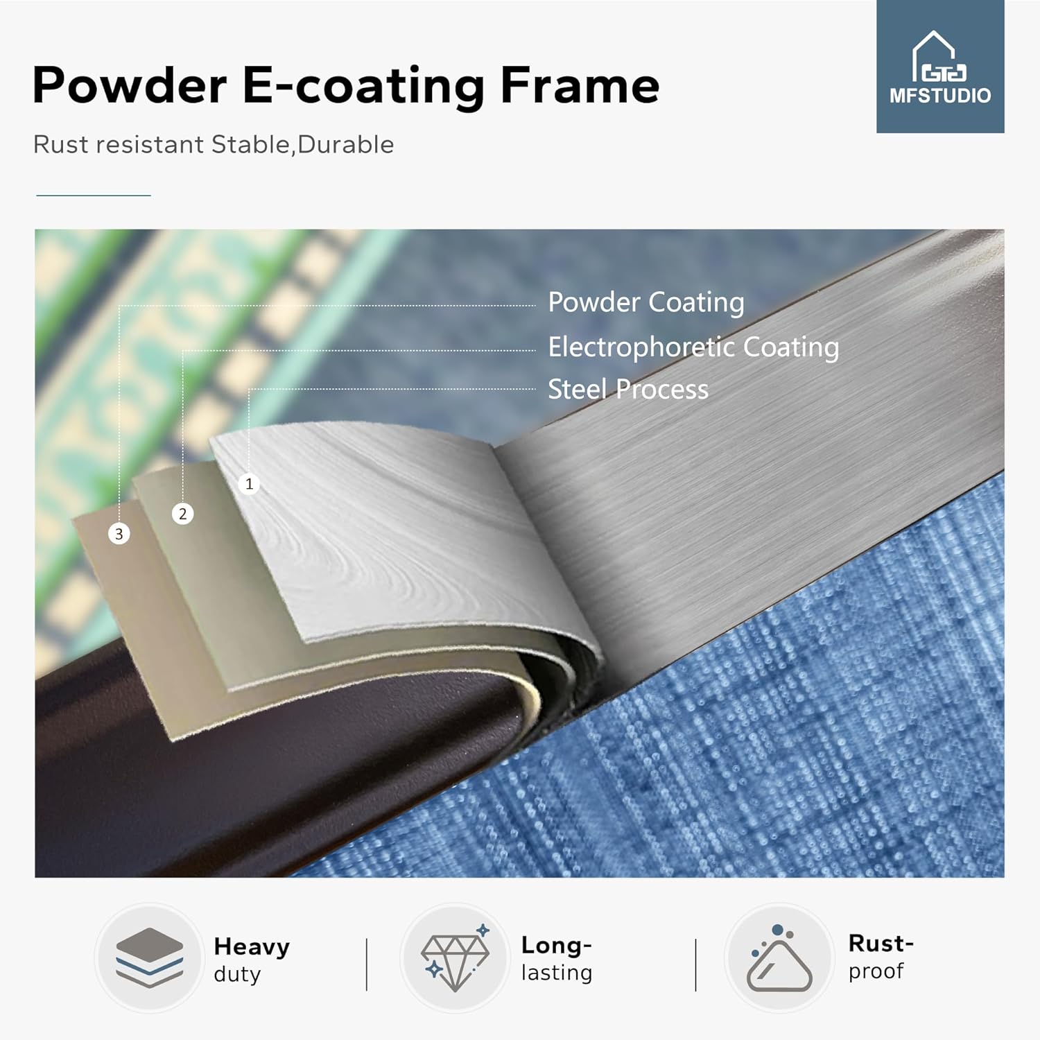 MFSTUDIO Outdoor Bar Stools Set of 4, Swivel Bar Height Patio Chairs Outdoor Barstools High Top Patio Swivel Bar Chairs, Breathable Textilene, Navy Blue