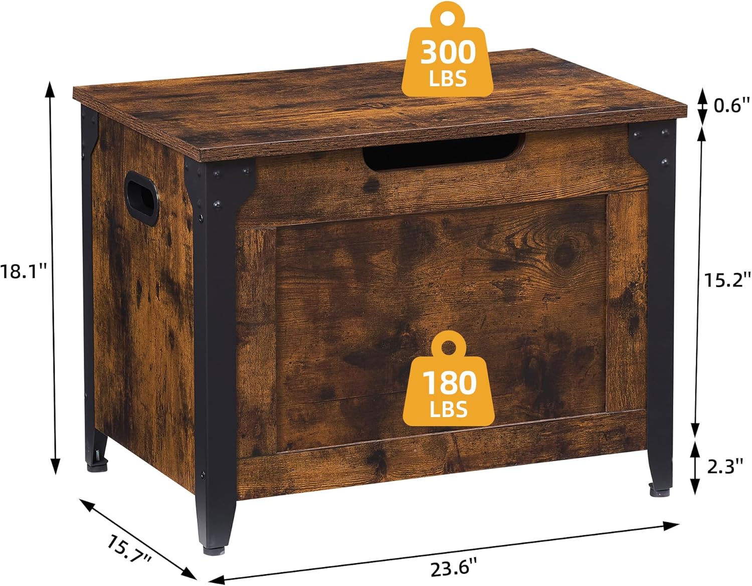 GAOMON Storage Chest, Storage Bench with Safety Hinge, Farmhouse Style Wooden Trunk Chest for Entryway, Bedroom, Living Room, Rustic Brown