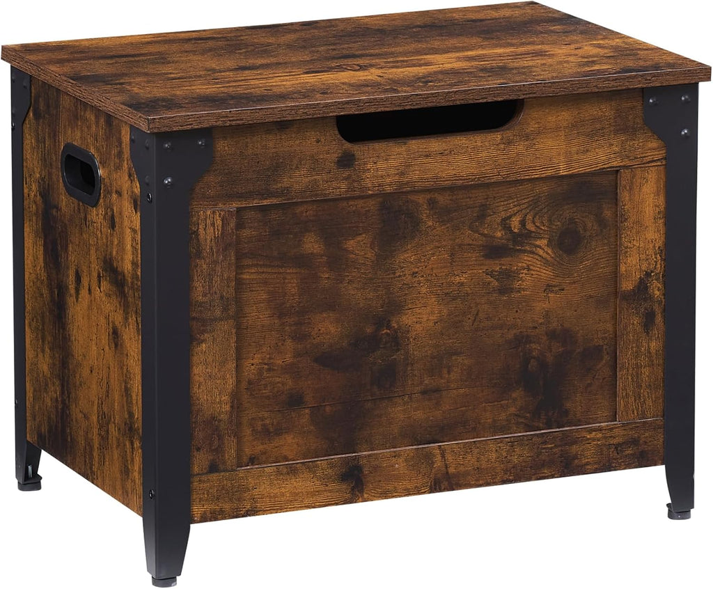 GAOMON Storage Chest, Storage Bench with Safety Hinge, Farmhouse Style Wooden Trunk Chest for Entryway, Bedroom, Living Room, Rustic Brown