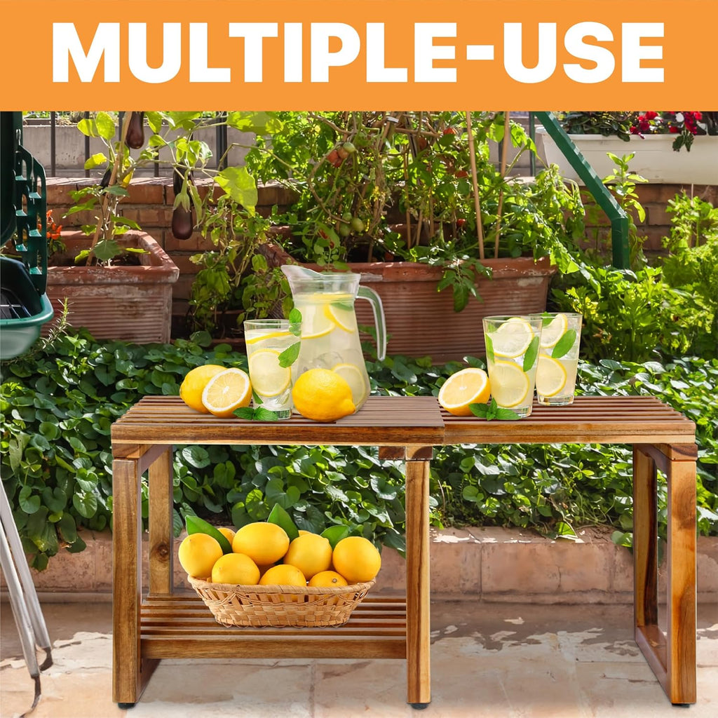 Adjustable Length 29 Inches Shower Stool Bench Chair Waterproof with Storage Shelf for Shaving Legs, Spa, Bath Seat in Bathroom, Inside Shower for Adults Seniors Elderly (Small 29 in)