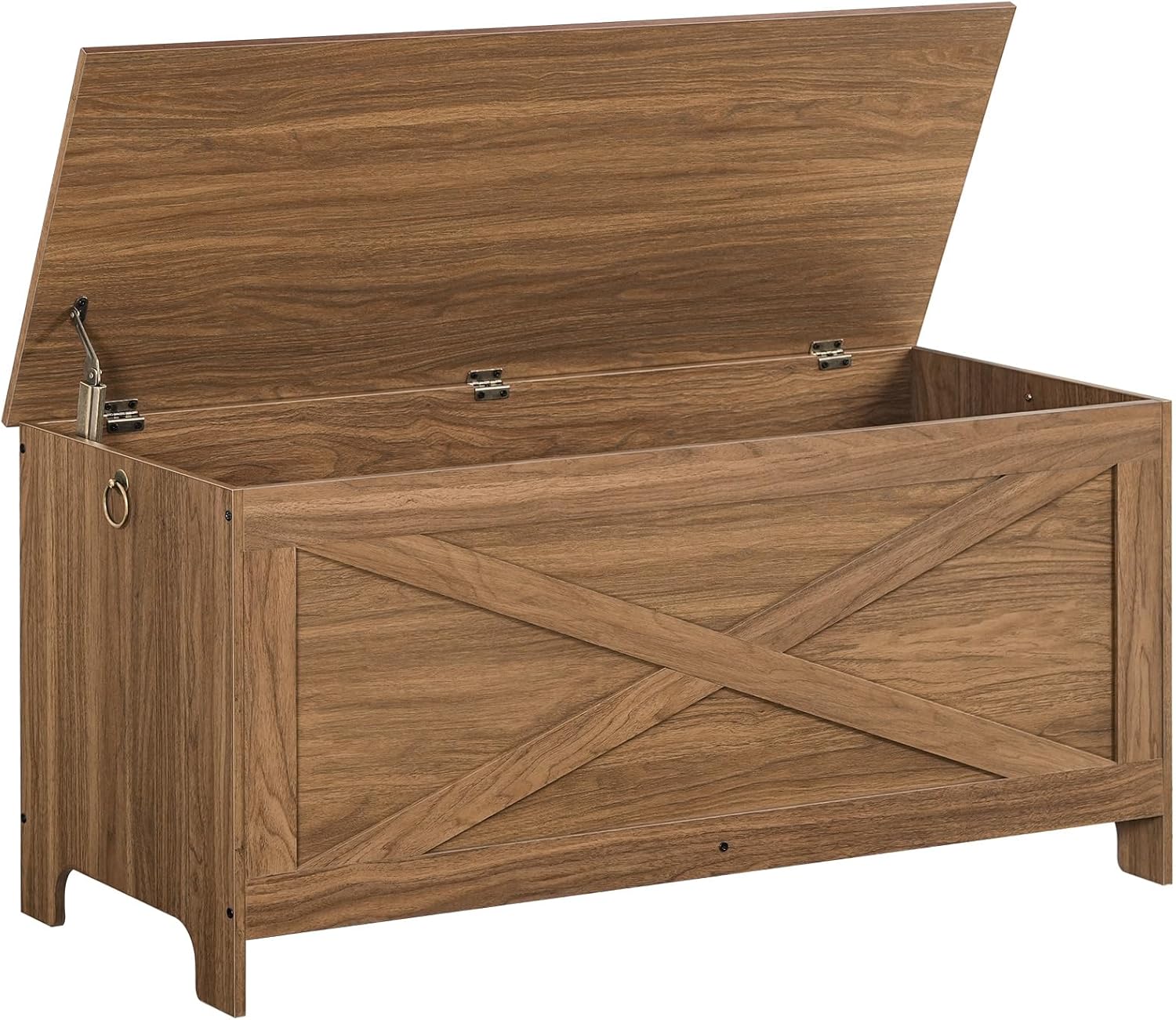 47.2" Toy Chest, Sturdy Entryway Storage Chest with Safety Hinge, Retro Toy Box, Wooden Look Accent Furniture for Living Room, Bedroom, Black SCBK48801