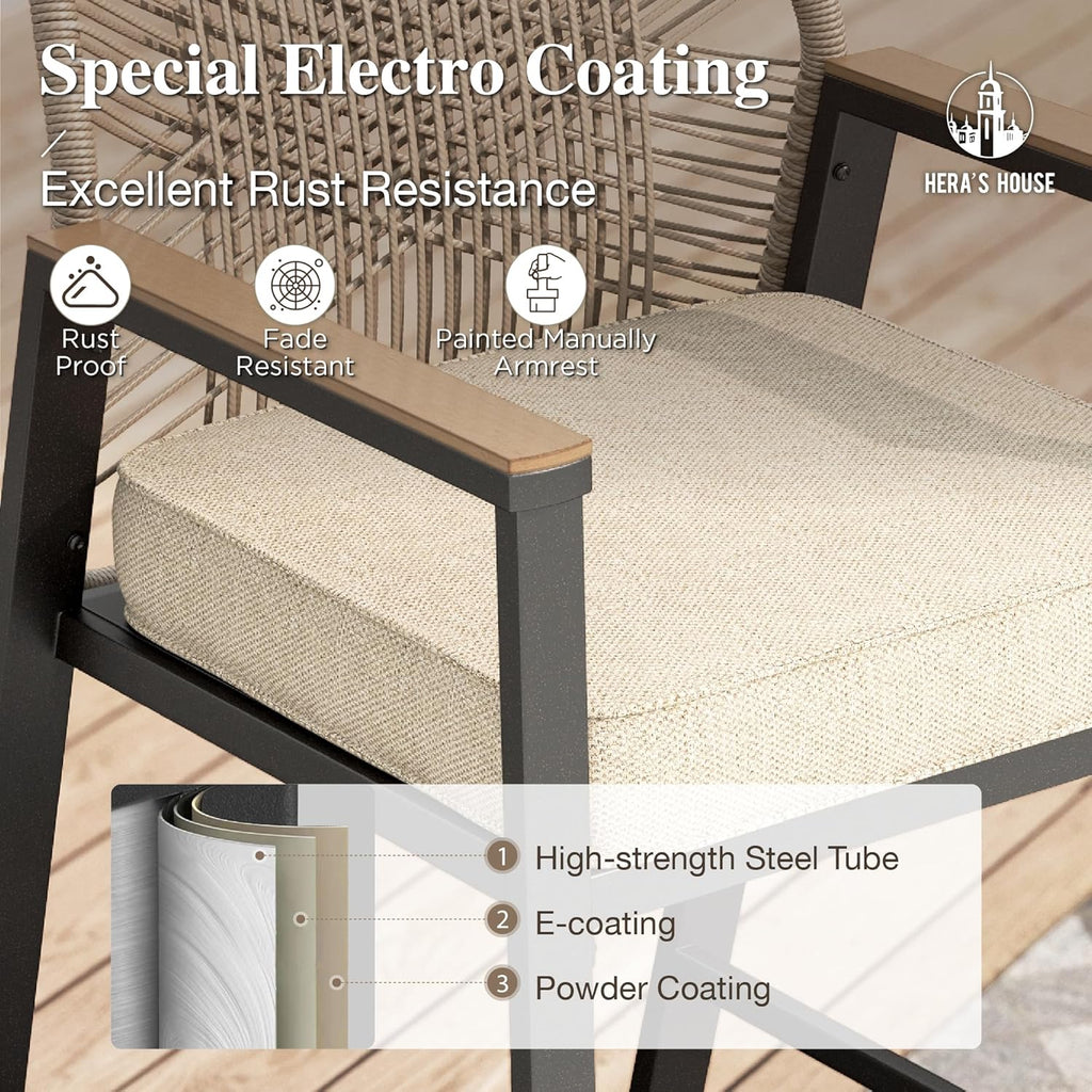 HERA'S HOUSE Outdoor Swivel Bar Stools Set of 4, High Top Patio Chairs with All Weather Cushion Pro Fabric, Bistro Set for Backyard, Lawn Garden, Balcony,Poolside